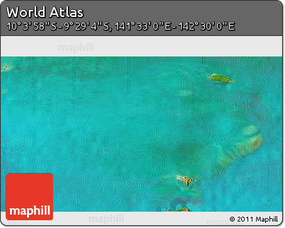 Satellite 3D Map of the Area around 9° 46' 31" S, 142° 1' 30" E