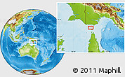 Physical Location Map of the area around 9° 46' 31" S, 142° 1' 30" E