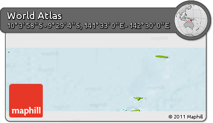 Physical Panoramic Map of the Area around 9° 46' 31" S, 142° 1' 30" E