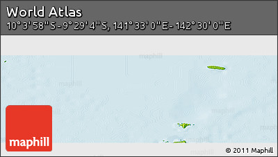 Physical Panoramic Map of the Area around 9° 46' 31" S, 142° 1' 30" E