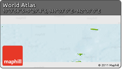 Physical Panoramic Map of the Area around 9° 46' 31" S, 142° 1' 30" E