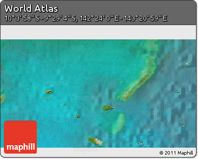 Satellite 3D Map of the Area around 9° 46' 31" S, 142° 52' 30" E