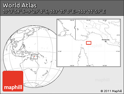 Blank Location Map of the Area around 9° 46' 31" S, 143° 43' 29" E