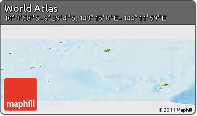 Physical Panoramic Map of the Area around 9° 46' 31" S, 143° 43' 29" E