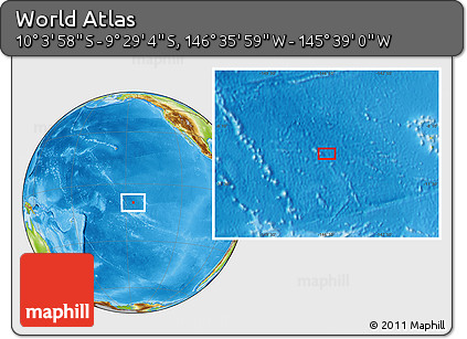 Physical Location Map of the Area around 9° 46' 31" S, 146° 7' 30" W