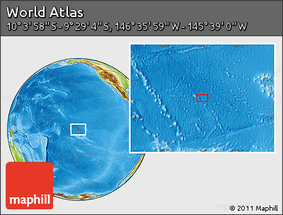 Physical Location Map of the Area around 9° 46' 31" S, 146° 7' 30" W