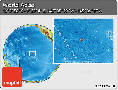 Physical Location Map of the Area around 9° 46' 31" S, 146° 7' 30" W