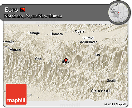 Shaded Relief Panoramic Map of Eoro
