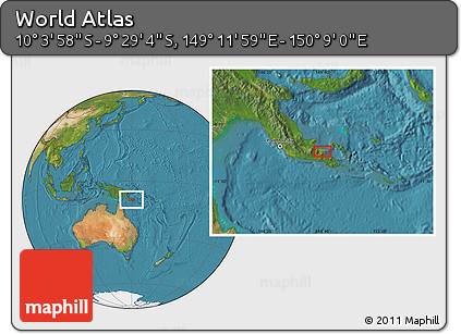 Satellite Location Map of the Area around 9° 46' 31" S, 149° 40' 30" E