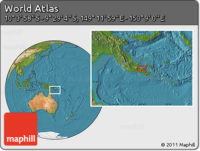 Satellite Location Map of the Area around 9° 46' 31" S, 149° 40' 30" E