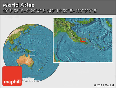 Satellite Location Map of the Area around 9° 46' 31" S, 149° 40' 30" E