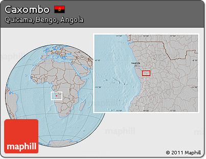 Gray Location Map of Caxombo, hill shading