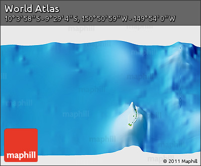Physical 3D Map of the Area around 9° 46' 31" S, 150° 22' 30" W
