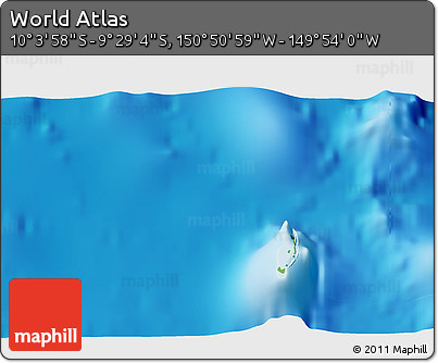 Physical 3D Map of the Area around 9° 46' 31" S, 150° 22' 30" W