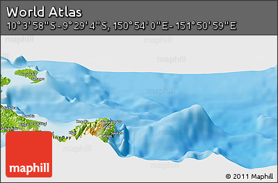 Physical Panoramic Map of the Area around 9° 46' 31" S, 151° 22' 30" E