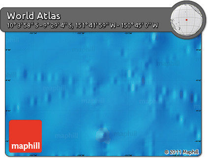 Shaded Relief Map of the Area around 9° 46' 31" S, 151° 13' 29" W