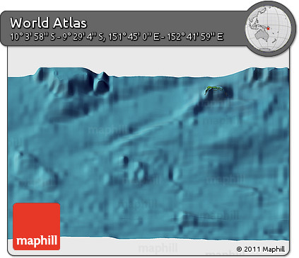 Satellite 3D Map of the Area around 9° 46' 31" S, 152° 13' 29" E