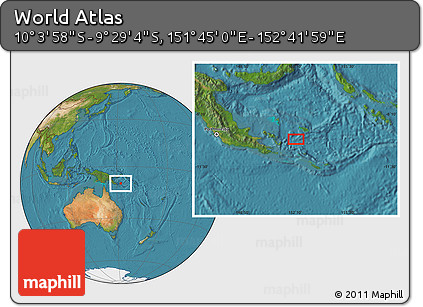 Satellite Location Map of the Area around 9° 46' 31" S, 152° 13' 29" E