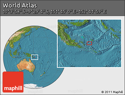 Satellite Location Map of the Area around 9° 46' 31" S, 152° 13' 29" E