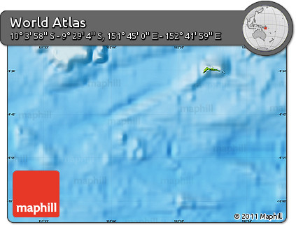 Physical Map of the Area around 9° 46' 31" S, 152° 13' 29" E