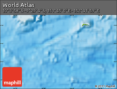 Physical Map of the Area around 9° 46' 31" S, 152° 13' 29" E