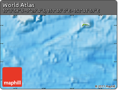 Physical Map of the Area around 9° 46' 31" S, 152° 13' 29" E
