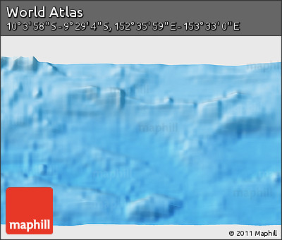 Physical 3D Map of the Area around 9° 46' 31" S, 153° 4' 29" E