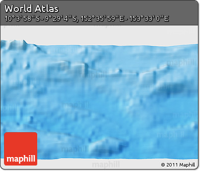 Physical 3D Map of the Area around 9° 46' 31" S, 153° 4' 29" E