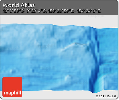 Physical 3D Map of the Area around 9° 46' 31" S, 153° 55' 30" E