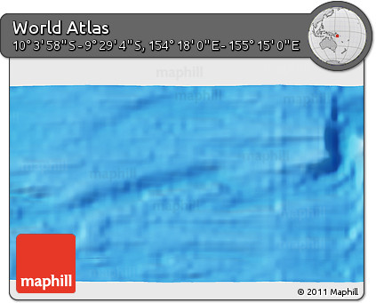 Physical 3D Map of the Area around 9° 46' 31" S, 154° 46' 30" E
