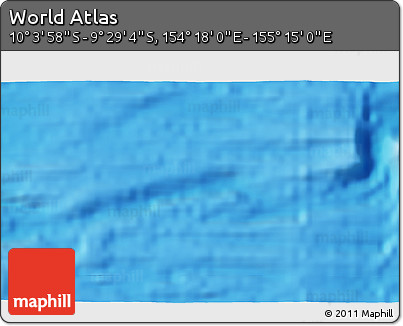 Physical 3D Map of the Area around 9° 46' 31" S, 154° 46' 30" E