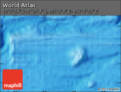 Physical Map of the Area around 9° 46' 31" S, 155° 37' 30" E