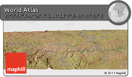 Satellite Panoramic Map of the Area around 9° 46' 31" S, 15° 22' 30" E