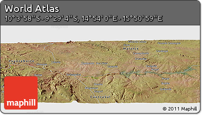 Satellite Panoramic Map of the Area around 9° 46' 31" S, 15° 22' 30" E