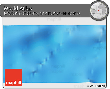Physical 3D Map of the Area around 9° 46' 31" S, 15° 13' 29" W
