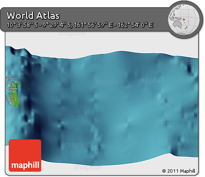 Satellite 3D Map of the Area around 9° 46' 31" S, 162° 25' 30" E
