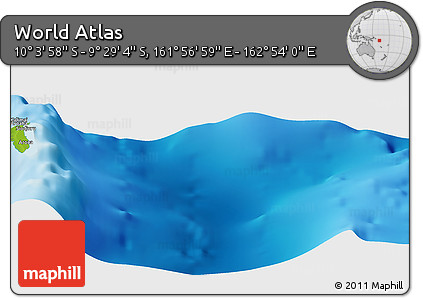 Physical Panoramic Map of the Area around 9° 46' 31" S, 162° 25' 30" E