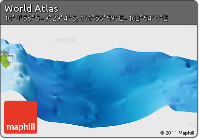 Physical Panoramic Map of the Area around 9° 46' 31" S, 162° 25' 30" E
