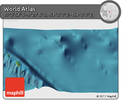 Satellite 3D Map of the Area around 9° 46' 31" S, 167° 31' 30" E