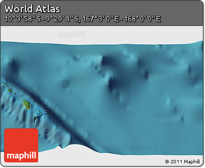 Satellite 3D Map of the Area around 9° 46' 31" S, 167° 31' 30" E