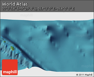 Satellite 3D Map of the Area around 9° 46' 31" S, 167° 31' 30" E