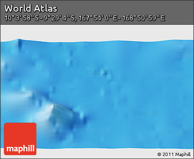 Physical 3D Map of the Area around 9° 46' 31" S, 168° 22' 30" E