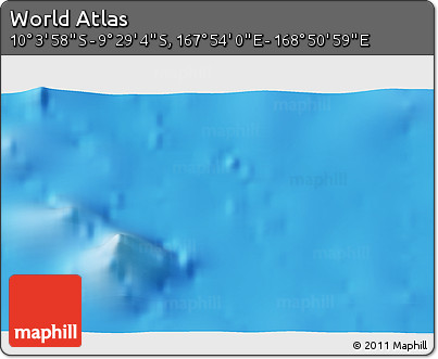 Physical 3D Map of the Area around 9° 46' 31" S, 168° 22' 30" E
