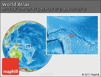Physical Location Map of the Area around 9° 46' 31" S, 168° 22' 30" E