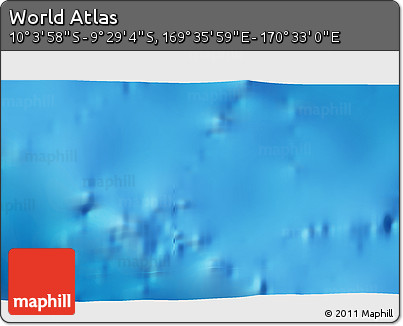 Physical 3D Map of the Area around 9° 46' 31" S, 170° 4' 29" E
