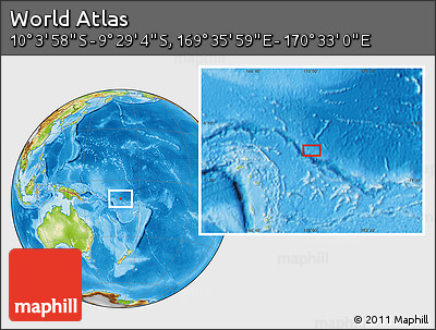 Physical Location Map of the Area around 9° 46' 31" S, 170° 4' 29" E