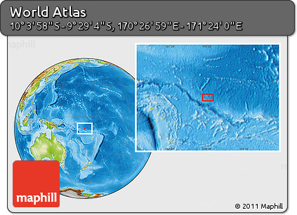 Physical Location Map of the Area around 9° 46' 31" S, 170° 55' 30" E