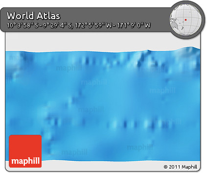 Physical 3D Map of the Area around 9° 46' 31" S, 171° 37' 30" W