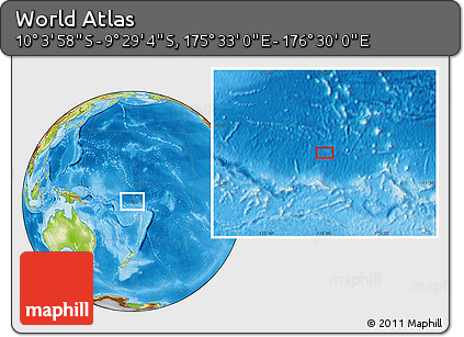 Physical Location Map of the Area around 9° 46' 31" S, 176° 1' 30" E