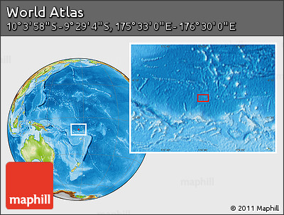 Physical Location Map of the Area around 9° 46' 31" S, 176° 1' 30" E